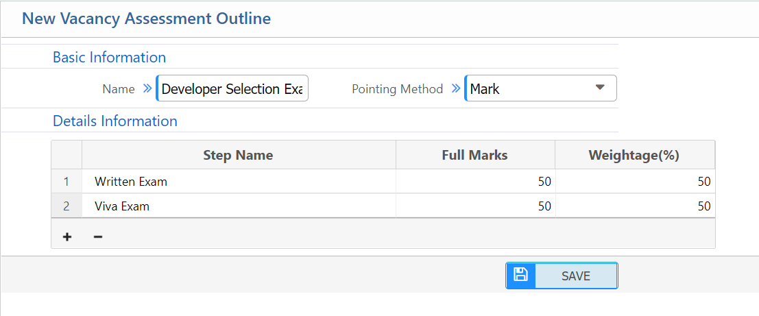 Add Assessment Outline